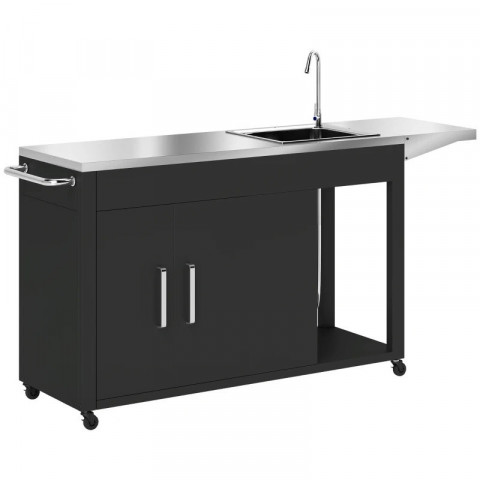 Grilovací a servírovací vozík s pracovní plochou 162,5 x 47 x 87 cm | černý č.5