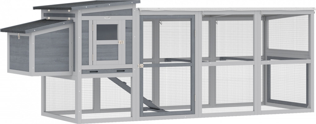 Kurník pro 3-4 kuřata 264 x 82 x 89 cm | šedý