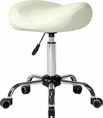 Výškově nastavitelná otočná stolička se silným polštářem | krémově bílá č.1
