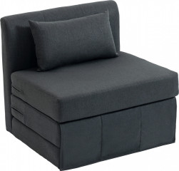 Rozkládací křeslo s lněnou konstrukcí | tmavě šedé č.1