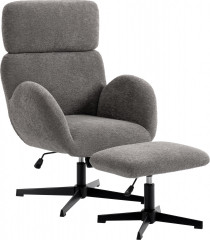 Křeslo s taburetem | šedé