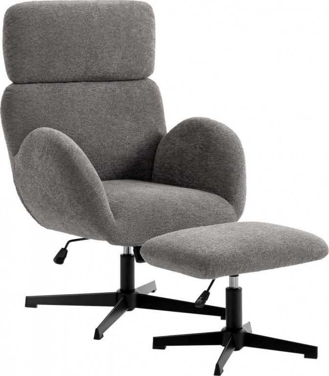 Křeslo s taburetem | šedé