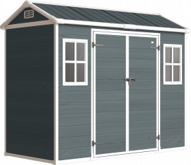 Kůlna na nářadí se vzhledem dřeva 2 okna 244x131x201cm | šedá č.1