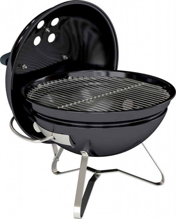 Gril na dřevěné uhlí BBQ udírna s poklopem | černý