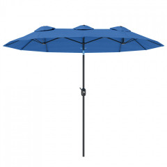Dvojitý sklápěcí zahradní slunečník s ruční klikou | tmavě modrý č.1