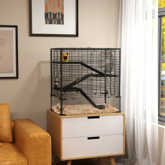 Klec pro drobné hlodavce, 78,5 x 48,5 x 80 cm | černá