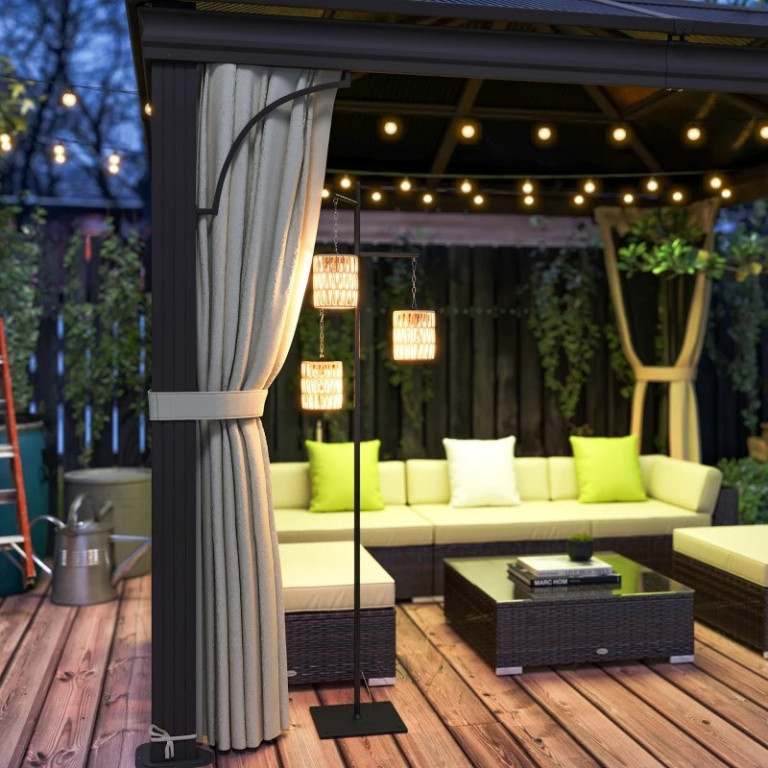 Ratanová solární lampa 178 x 45 cm | černo-žlutá