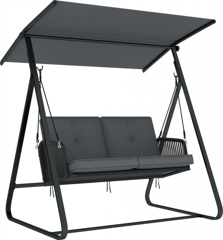Ratanová 2místná zahradní houpačka | tmavě šedá
