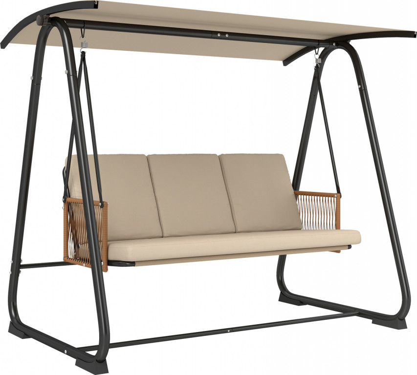 3místná zahradní houpačka s nastavitelnou sluneční stříškou | pískvá