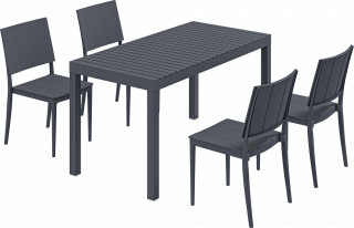 Zahradní nábytek se 4 stohovatelnými židlemi | tmavě šedý č.1