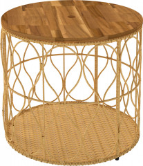 Zahradní stolek s ratanovou deskou | teak č.1