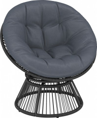 Otočné proutěné křeslo s polštářem | šedé č.1