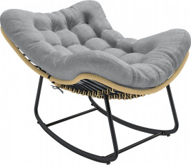 Ratanové houpací křeslo se silnými polštáři | šedé č.1