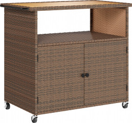 Ratanový kuchyňský vozík s pracovní deskou | hnědý č.1