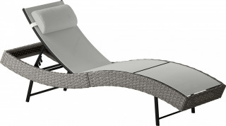 Polyratanové zahradní lehátko s nastavitelnou opěrkou hlavy | světle šedé č.1