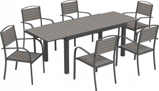 7dílný zahradní nábytek s rozkládacím stolem | šedý č.1