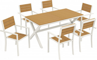 Zahradní nábytek se 6 stohovatelnými židlemi | teak