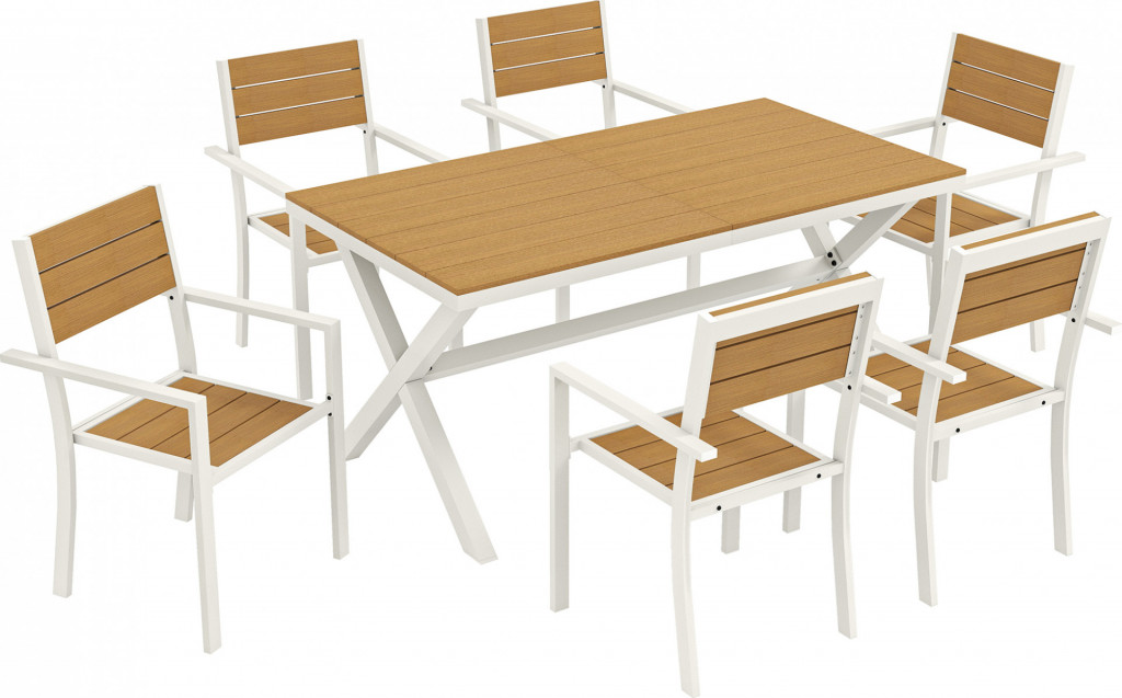 Zahradní nábytek se 6 stohovatelnými židlemi | teak