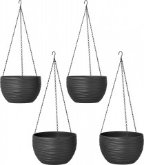 Sada 4 závěsných květináčů s otvory | černé č.1