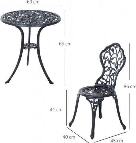 Zahradní bistro set pro 2 osoby Vintage | černý č.4