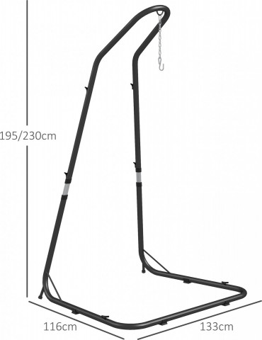 Rám závěsného křesla 133x116x195/230 cm | černý č.4