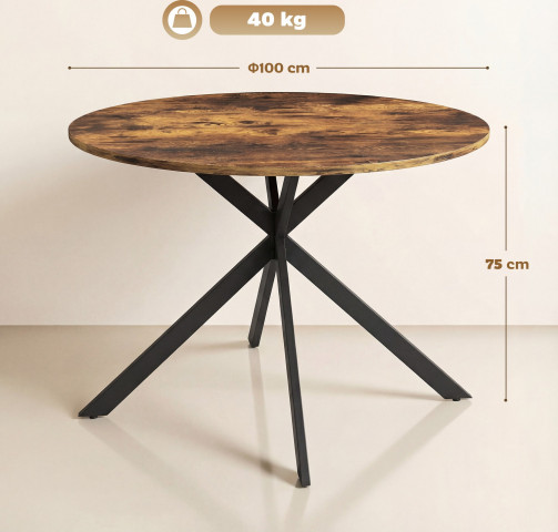 Kulatý jídelní stůl pro 4 osoby Ø100 cm | hnědý č.3