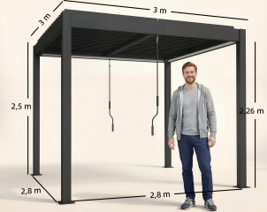 Hliníková pergola s LED osvětlením | tmavě šedá č.2