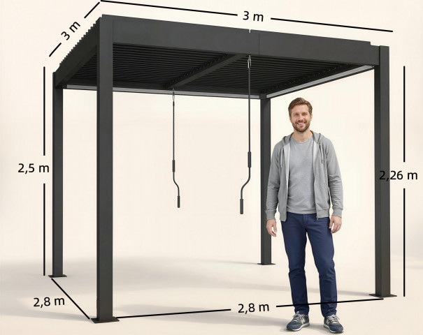 Hliníková pergola s LED osvětlením | tmavě šedá č.2