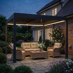 Hliníková pergola s LED osvětlením | tmavě šedá č.1
