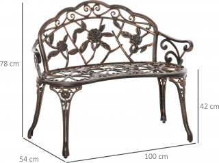 Zahradní lavička 100 x 54 x 78 cm | bronzová č.3