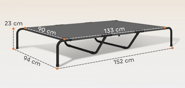 Vyvýšený pelíšek pro velké psy 152 x 94 x 23 cm | šedý č.4