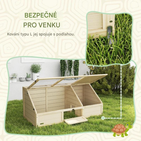 Dřevěný domek pro želvy 120 x 55 x 50 cm | přírodní č.4