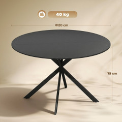 Kulatý jídelní stůl pro 4 osoby Ø120 cm | černý č.2