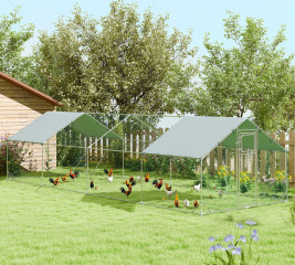 Ocelový výběh pro kuřata, 300 x 800 x 195 cm | stříbrný č.1