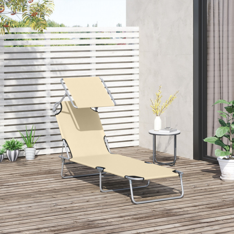 Skládací zahradní lehátko Wellness 187 x 58 x 36 cm | béžové