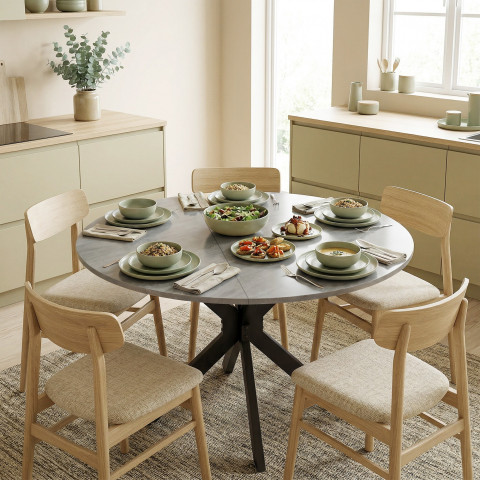 Kulatý kuchyňský stůl pro 2-6 osob | šedý č.2