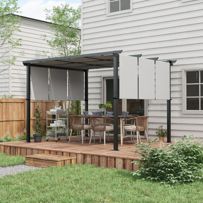 Zahradní pergola s nastavitelnou střechou | světle šedá