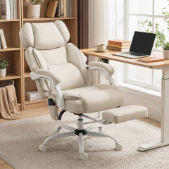 Ergonomická kancelářská židle s funkcí polohování a vyhřívání | krémově bílá č.3