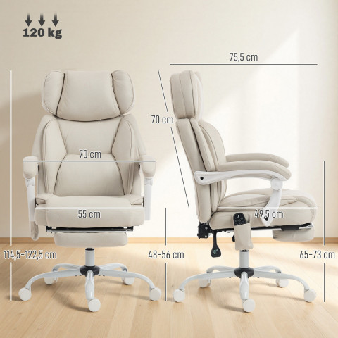 Ergonomická kancelářská židle s funkcí polohování a vyhřívání | krémově bílá č.4