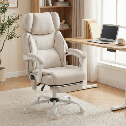 Ergonomická kancelářská židle s funkcí polohování a vyhřívání | krémově bílá č.5