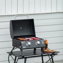 Mobilní plynový gril BBQ se 2 hořáky | černý č.1