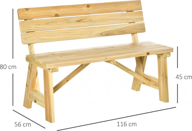 Dřevěná zahradní lavička 116 x 56 x 80 cm | přírodní č.2