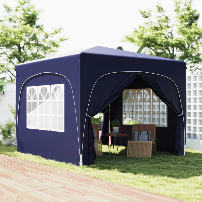 Zahradní skládací párty stan, 3 x 3 m | tmavě modrý