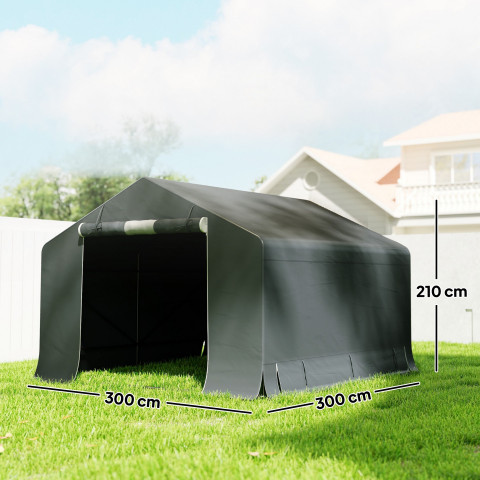 Garážový stan s rolovacími dveřmi na zip 300 x 300 x 210 cm | tmavě šedý č.5