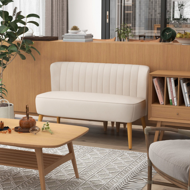 2místný gauč se sametovým vzhledem 117 x 56,5 x 77 cm | krémově bílý