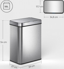Odpadkový koš se senzorem 50l | stříbrný č.3
