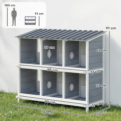 Dřevěné hnízdní boxy pro drůbež 102 x 50 x 91 cm | šedé č.3