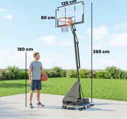 Venkovní basketbalový koš 245-305 cm | černý č.2