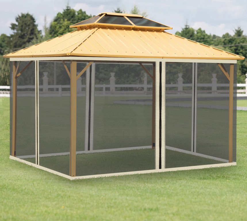 Moskytiéry pro altán 3 x 4 m, 4 boční stěny | černé + béžové