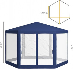 Šestihranný párty stan 3 x 4 m | modrý č.2